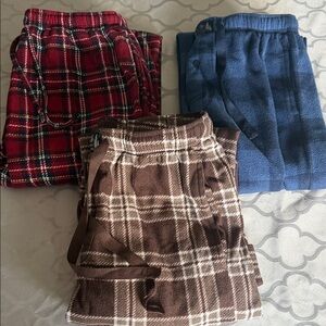 Lucky Brand Men’s Fleece Joggers - Red Plaid, Brown Plaid & Blue